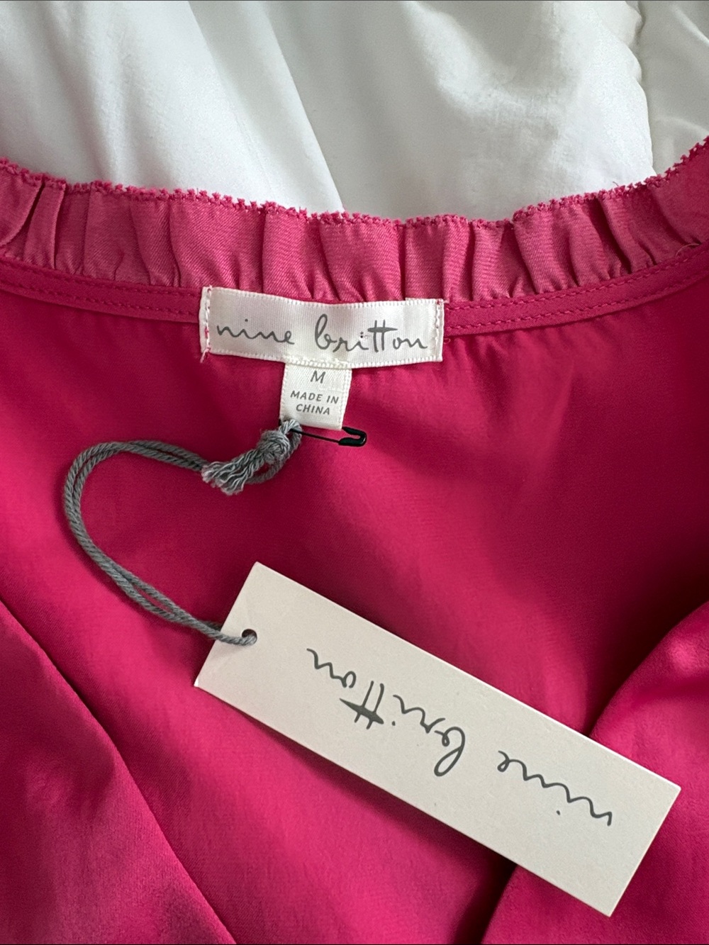 Nine Britton Women's Fuchsia Ruffle-Sleeve V-Neck Blouse - Picture 2 of 5